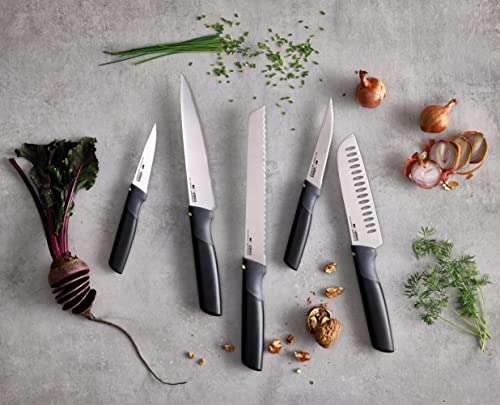 Joseph Joseph Duo 5 Piece Elevate Kitchen Knife set, Japanese Stainless Steel blades, includes Paring, Serrated and Chef's knife