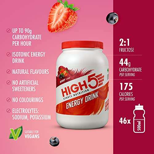 HIGH5 Energy Hydration Drink Refreshing Mix of Carbohydrates and Electrolytes (Berry, 2.2kg) - S&S £13.33 \ £12.67