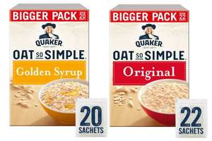 Quaker Oat So Simple 20 Golden Syrup Porridge or 22 Original Sachets £2.50 @ Tesco
