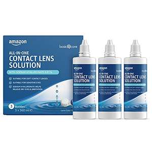Amazon Basic Care All-In-One Solution with Sodium Hyaluronate for Soft Contact Lenses, 3 x 360ml - £8.63 @ Amazon