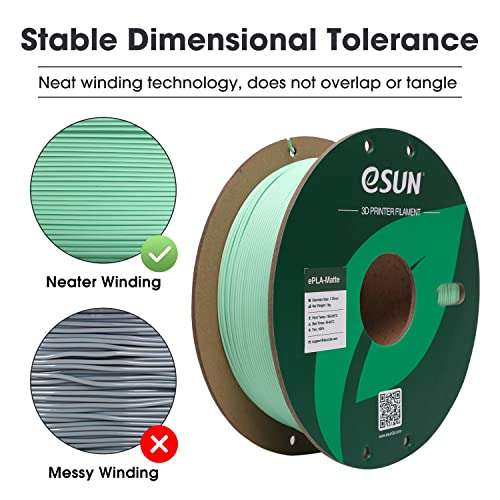 eSUN Upgraded Matte PLA Filament 1.75mm 1KG Matte Mint Green - £10.79 With Voucher, Dispatched By Amazon, Sold By eSun Store