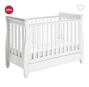 Babymore Eva Sleigh Cot Bed Dropside With Drawer - White £149.88 @ Boots
