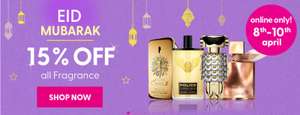 15% off All Fragrances Online Only + Free Click & Collect. E.g. Versace Dreamer EDT 100ml £18.70, Moschino Uomo EDT 125ml £17.85