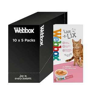 Webbox Lick-e-Lix, Salmon Cat Treats (10 x 5 Packs)
