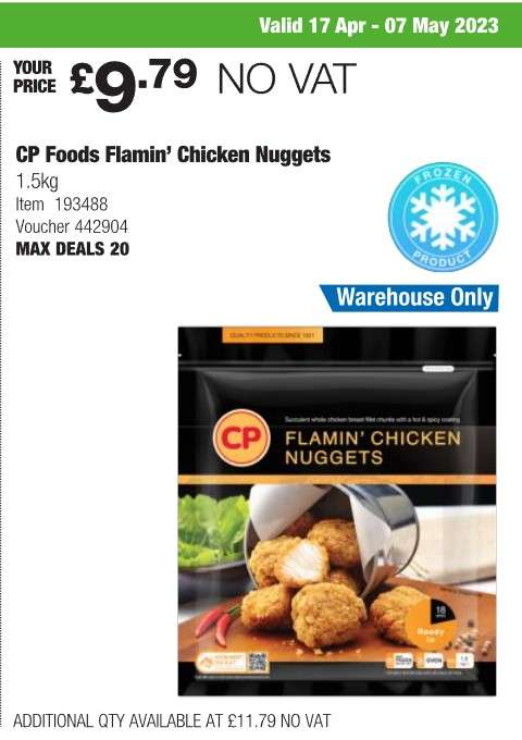 CP Foods Flamin' Chicken Nuggets, 1.5kg £9.79 instore (Members Only) @ Costco