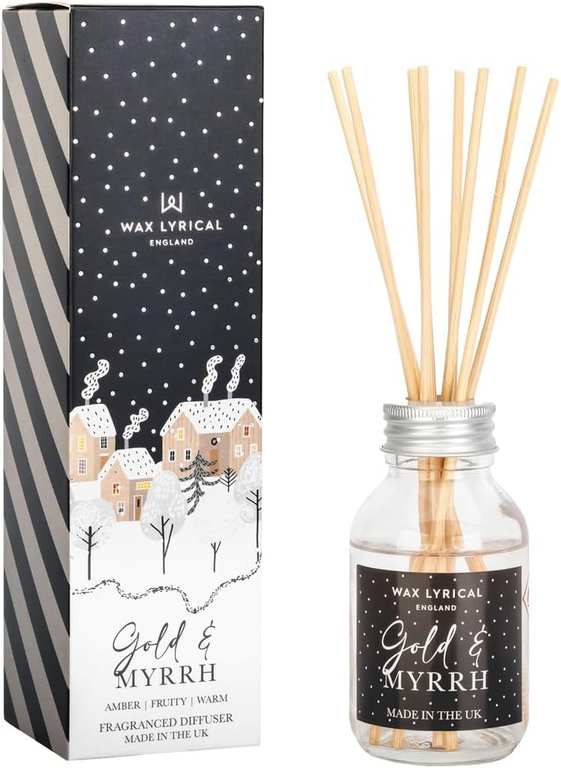 Wax Lyrical Gold & Myrrh Reed Diffuser 100ml | Sensual Amber Gourmand Scent - £1.83 S&S
