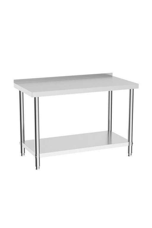 2 Tier Commercial Kitchen Prep & Work Table with Backsplash - Sold & Delivered by Living and Home