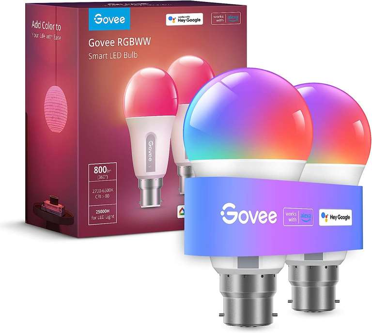 Govee RGBWW Smart Bulb (2 Pack) - £13.99 @ Govee UK / Amazon