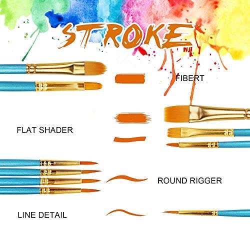 Paint Brushes, 20 Pcs Face Paint Brushes for Children Watercolor, Acrylic and Oil Painting, Figurine Sold by XINRONGDA-UK STORE FBA