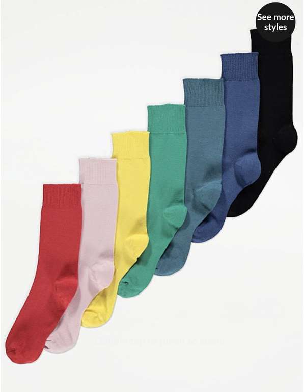 Colourful Feel Fresh Ankle Socks 7 Pack sizes 6-8.5 and 9-12 - £4 free click and collect @ George