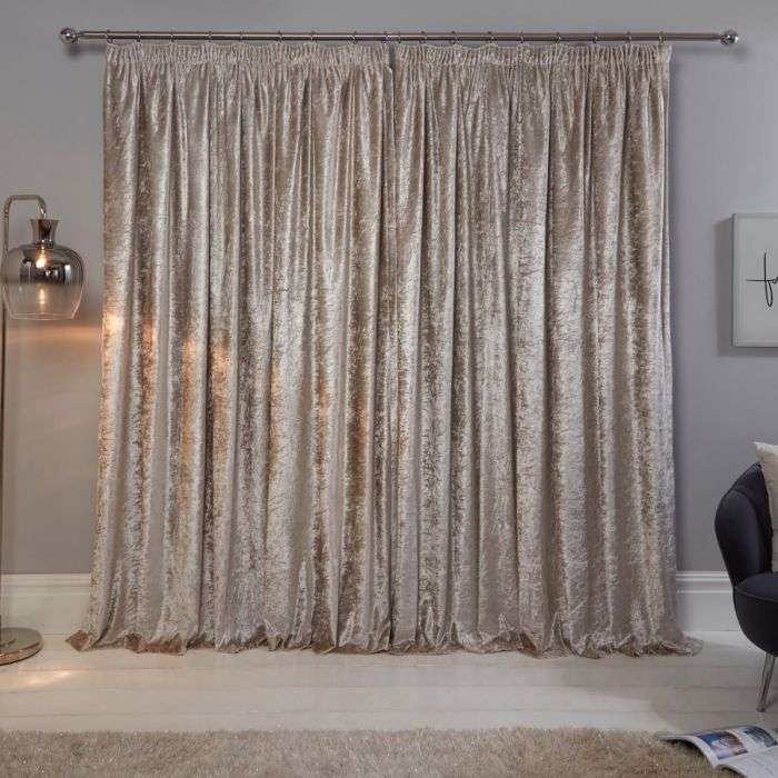 Sienna Crushed Velvet Pencil Pleat, Rodeo Home Curtains 54 X 96