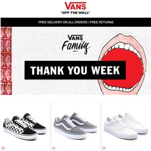 Vans Thank You Week (Exclusive For Members) - 30% Off On Almost Everything