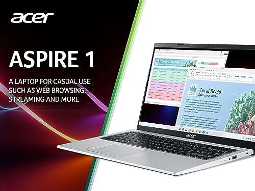 Acer Aspire 1 A115-32 15.6-inch Laptop - (Intel Celeron N4500, 4 GB RAM, 64 GB eMMC, 1920 x 1080 Display, Windows 11, Silver)