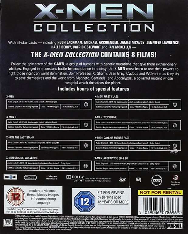 X-Men: 8 Film Collection [Blu-ray] - £6.47 Sold by D & B ENTERTAINMENT and Fulfilled by Amazon