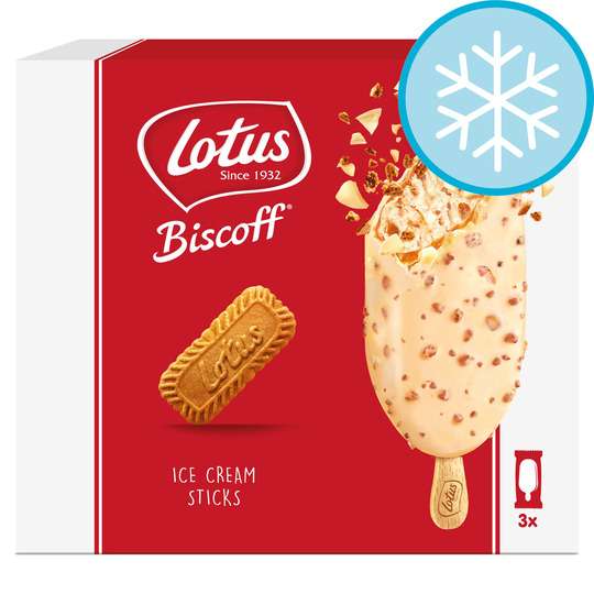 Lotus Biscoff White Chocolate/Milk Chocolate Ice Cream Sticks 3X90ml Clubcard Price