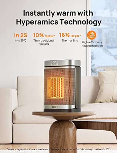 Dreo Space Heater, 70° Oscillating Electric PTC Ceramic Heater - w/Code & Voucher, Sold By DreoDirect UK FBA