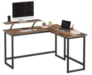 Vasagle L-Shaped Corner Computer Desk with Screen Stand W/Code