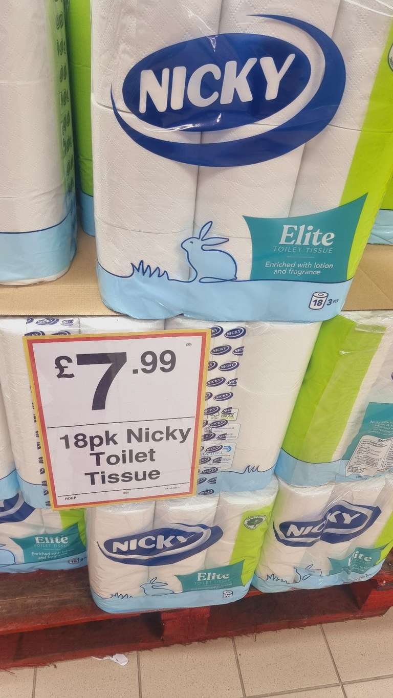 Nicky elite 18 pack of toilet paper 3ply (Longton)