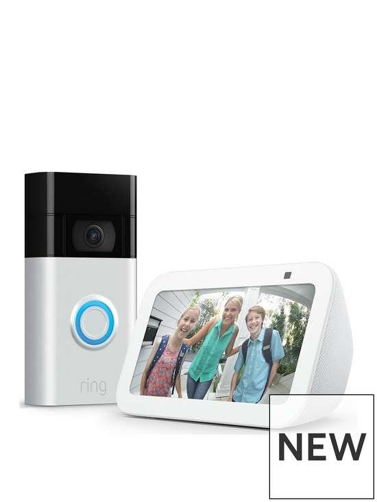 Ring Video Doorbell (Satin Nickel) bundle with Echo Show 5 (3rd Gen)