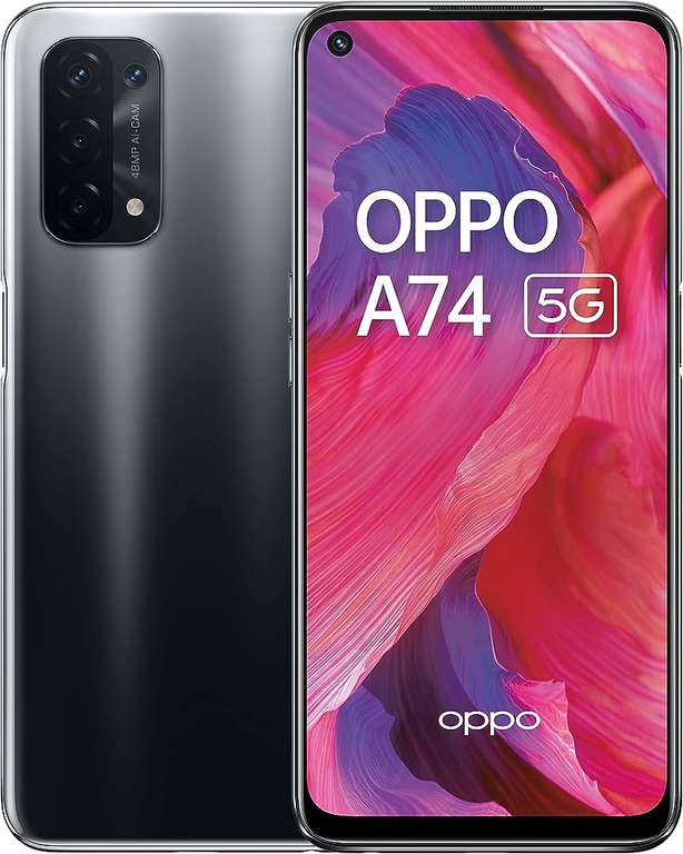 OPPO A74 5G 6GB RAM 128GB Smartphone (5000mAh, 48MP Quad Camera, 90Hz, SD Card Slot) - Fluid Black (Used - Very Good £109 / Pristine £119)