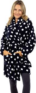 Warm Fleece Navy Robe Womens Luxury Dressing Gown - Sold & Dispatched by Haddow Brands