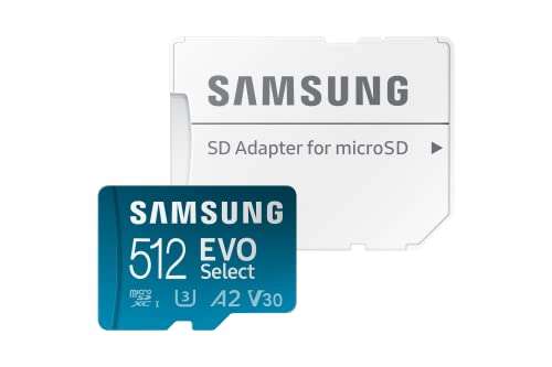 512GB - Samsung EVO Select microSDXC A2 UHS-I U3 130MB/s -£28.49 / 128GB - £8.79 @ Amazon (Prime Exclusive)