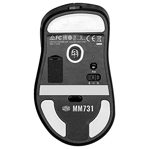 Cooler Master MM731 RGB-LED Ultralight 59g Hybrid Wireless Gaming Mouse - 19K DPI PAW3370 Optical Sensor, (38K DPI, PC only), Ergonomic -