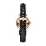 Fossil Carlie Mini Watch for Women, 28mm case, 12mm band width, mineral crystal - (in black and tan brown colours)