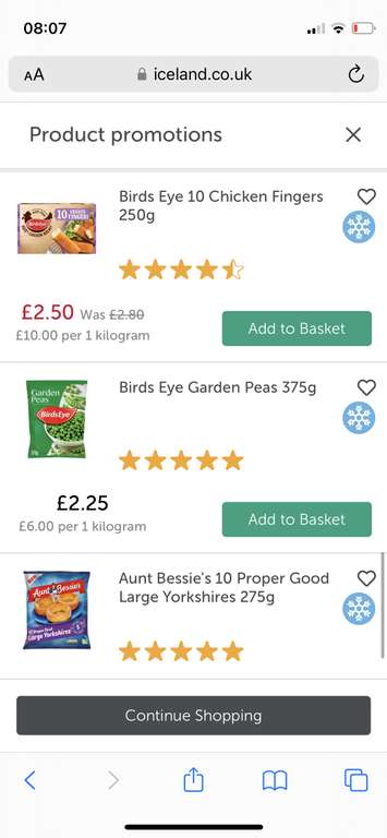 7 Selected Frozen items For £10 Including Birds Eye 8 Fish Fingers, Garden Peas, Waffles , Goodfellas Pizza & More
