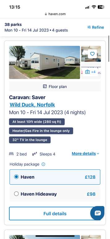 Caister on Sea, Norfolk Haven 10th-14th July 4 night break 4 people (Scottish school hols) £89 Hideaway / Wild Duck £98 @ Haven
