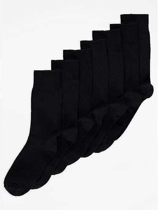 Men's Black Reinforced Toe & Heel Ankle Socks 7 Pack + Free C&C