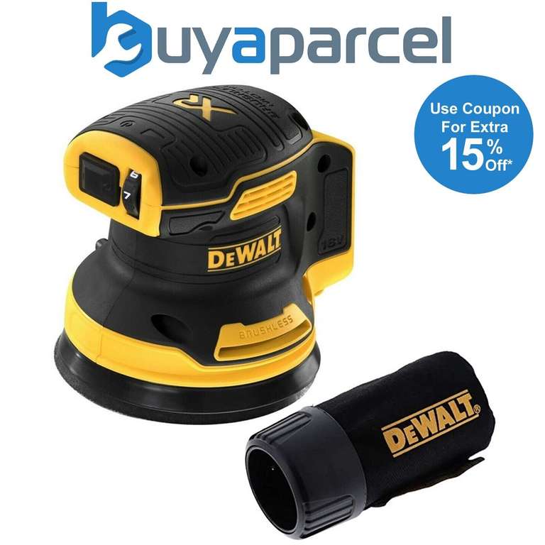 Dewalt DCW210N Cordless Brushless 18v XR Random Orbital Sander 125mm + Dust Bag No charger or Batteries W/code - buyaparcel-store