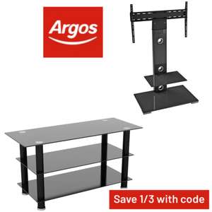 Save 1/3 Price on Selected TV Stands using code e.g.: Glass up to 50 Inch TV Stand £39.98/Up to 65 Inch TV Stand £66.66