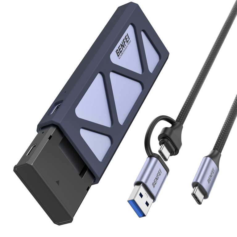 Benfei M.2 NVMe SSD Enclosure, Tool-Free USB-C (10Gbps) to M.2 & B&M Key Adapter @ BENFEI Direct GB /FBA