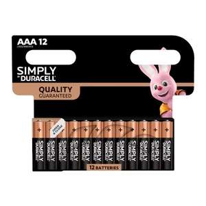 Duracell AAA Batteries 12 Pack £4.49 Free Collection @ Savers
