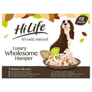 HiLife Wet Dog Food - Chicken Breast, Tuna, Salmon, Beef, Vegetables, Multipack of 36 Pouches x 100g