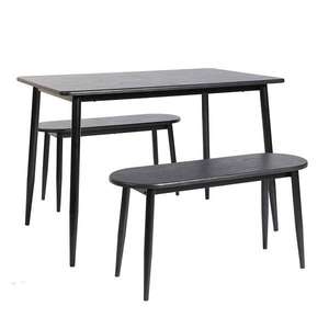Illona Dining Table and 2 Benches - Black