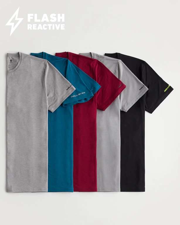 5 Pack - Crew Sport Knit T-Shirt (Sizes XS - XXL) - £22.23 Member Price + Free Click & Collect @ Hollister