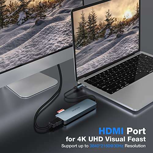 USB C Hub, USB C Adapter MacBook Pro / Air Ipad Pro Adapter, 6 in 1 with 4K HDMI Output - £19.99 @ Amazon