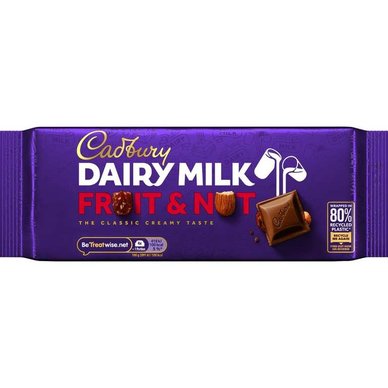 Cadbury Dairy Milk Fruit & Nut Chocolate Bar, 180g ( £1.96 - £1.75 S&S)