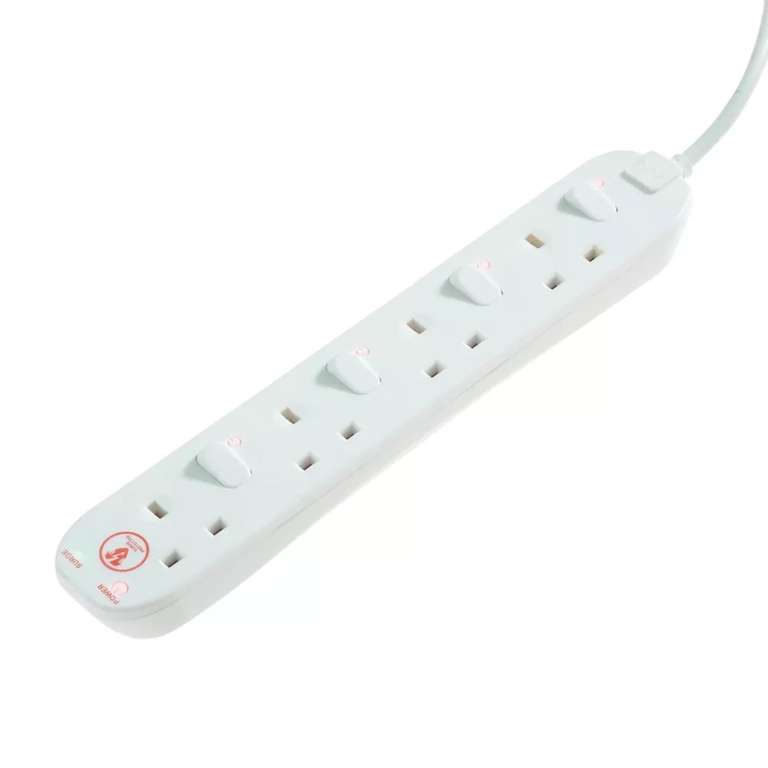 Masterplug 13A 4-gang Switched Surge-protected Extension Lead 1M Free C&C