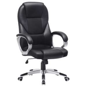 SONGMICS Executive Office Chair with High Back, Durable and Stable, Height Adjustable, Ergonomic, Black, OBG22BUK, 73 x 70 x (112-122) cm