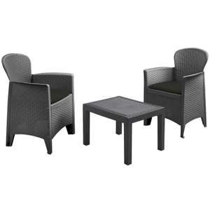 3 Piece Rattan Style Bistro Set - Set Of 2 Chairs + Cushions & Side table - £76.49 Using Code @ eBay / idoodirect