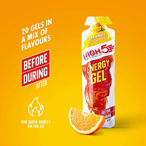 HIGH5 Energy Gel Caffeine Quick Release Energy On The Go From Natural Fruit Juice (Mixed, 20 x 40g)