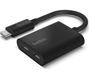 BELKIN F7U081btBLK Dual USB Type-C Audio and Charge Adapter (Supporting Up To 60W Charging) - £10.97 Free Collection @ Currys