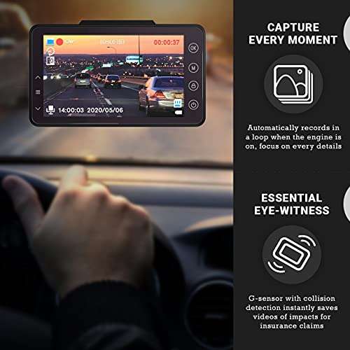 Dash Cam Front and Rear Camera FHD 1080P with Night Vision SD Card Included - £31.99 with Voucher, sold by IIWEY GLOBAL @ Amazon