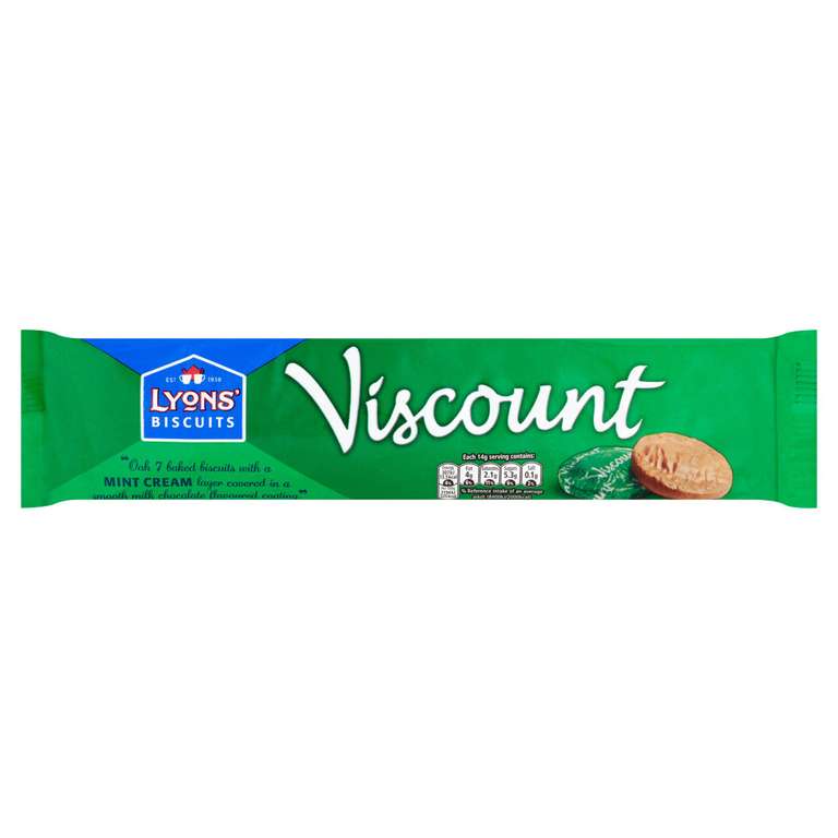 Lyons Viscount Chocolate Mint Cream Biscuit 7 Pack