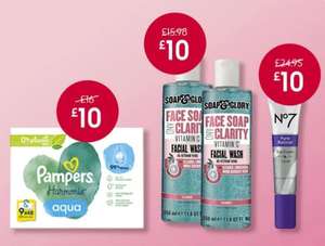 £10 Tuesday e.g. Pampers, Olay, L'Oreal, Oral B, No7, Sonisk ,Bio-Oil, Cetaphil ,Nip+Fab + More - Free C&C on £15 Spend (otherwise £1.50)