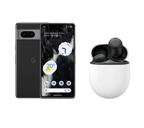 GOOGLE Pixel 7 (128 GB, Obsidian) & Pixel Buds Pro Wireless Bluetooth Noise-Cancelling Earbuds (Charcoal) Bundle