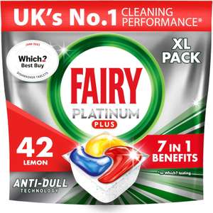 Fairy Platinum Plus All In One Dishwasher Tablets Lemon, 42 Tablets